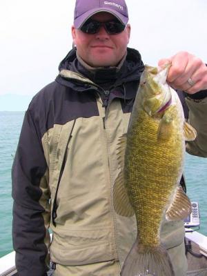 Smallmouth Bass- Kyle from Shimano with a nice fish